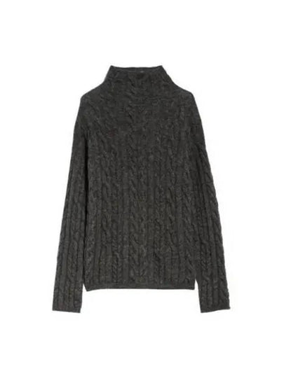 Lappole Wool Cable Knit Turtleneck Charcoal - S MAX MARA - BALAAN 2