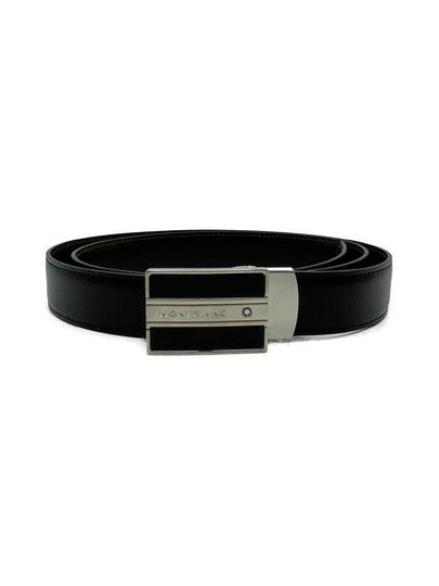 Classic Plate Buckle Reversible Leather Belt Black Brown - MONTBLANC - BALAAN 2