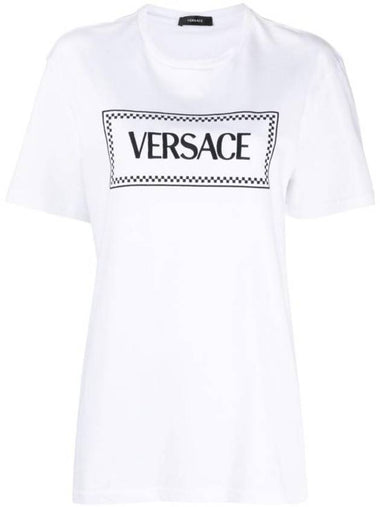 short sleeve t-shirt 1011882 1A08573 2W020 BIANCO NERO - VERSACE - BALAAN 1