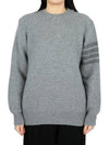 Women's 4 Bar Stripe Cashmere Pullover Knit Top Light Grey - THOM BROWNE - BALAAN 2