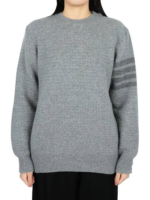 Women's 4 Bar Stripe Cashmere Pullover Knit Top Light Grey - THOM BROWNE - BALAAN 2