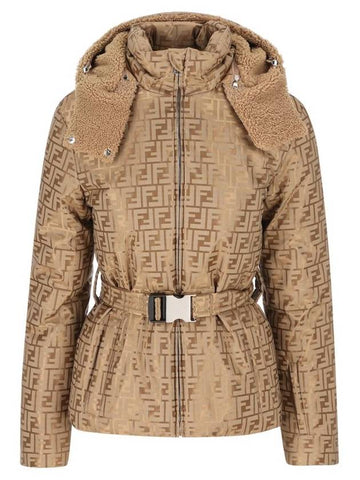 Ski FF Nylon Hooded Jacket Beige - FENDI - BALAAN 1