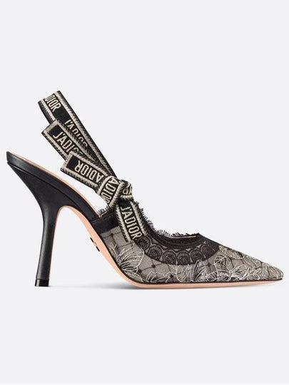 J'adior Butterfly Motif Metallic Thread Slingback Heels Black - DIOR - BALAAN 2