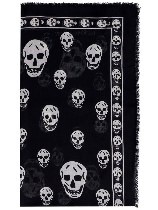 Skull Print Scarf Black - ALEXANDER MCQUEEN - BALAAN 4