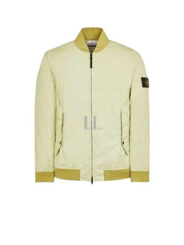 Men's Wappen Patch Zip-Up Bomber Jacket Neutrans Green - STONE ISLAND - BALAAN 2