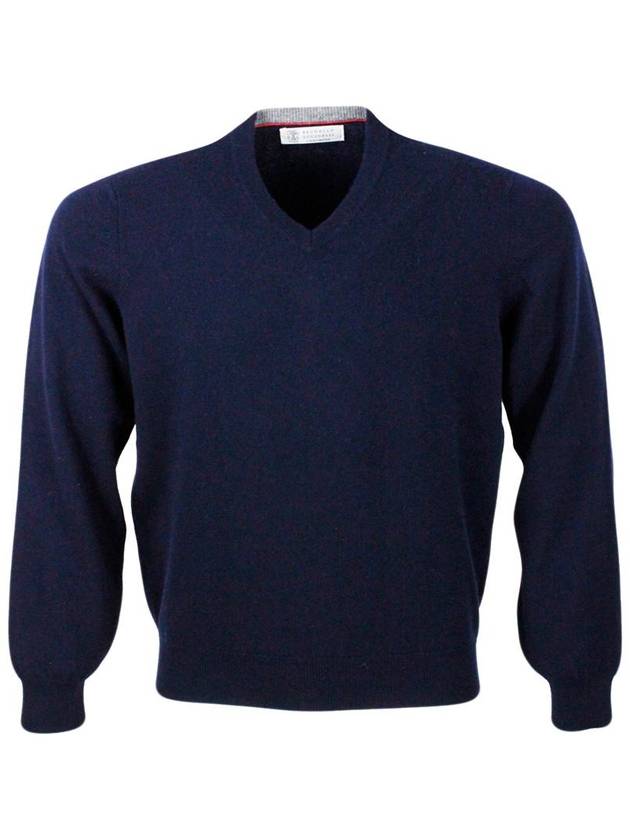 V-neck sweater M2200162 CW425 NAVY B0170475208 - BRUNELLO CUCINELLI - BALAAN 3