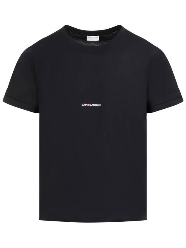 Men's Small Logo Short Sleeve T-Shirt Black - SAINT LAURENT - BALAAN 2