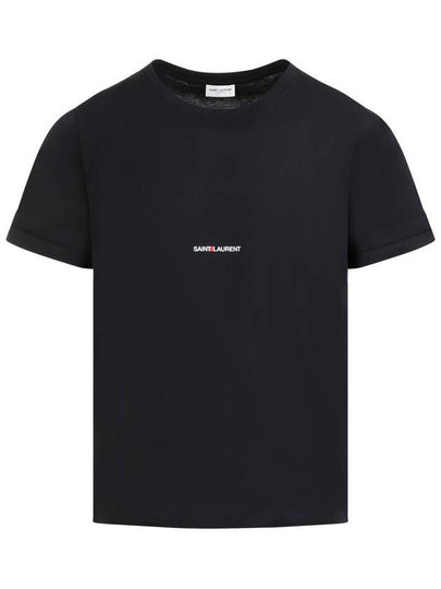 Men's Small Logo Short Sleeve T-Shirt Black - SAINT LAURENT - BALAAN 2