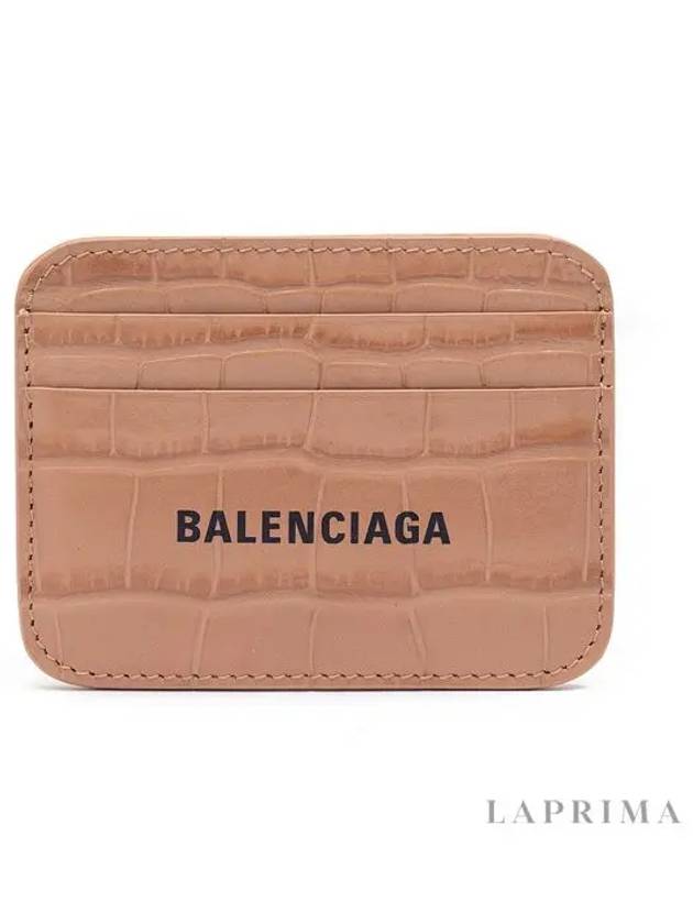 Shiny Crocodile Embossed Cash Card Wallet Beige - BALENCIAGA - BALAAN 5