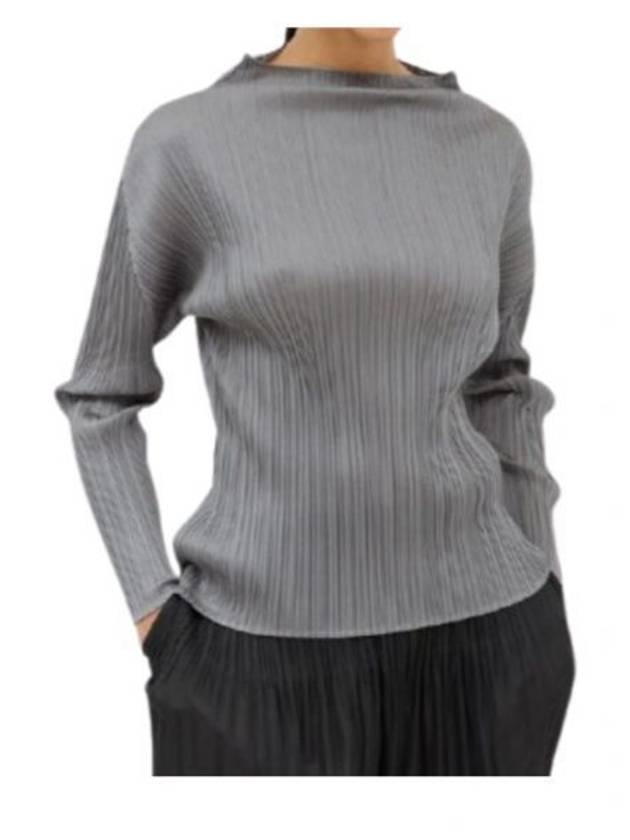 Mock Neck Pleated Long Sleeve T-Shirt Grey - ISSEY MIYAKE - BALAAN 2