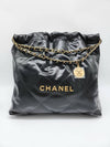 22 Bag Medium Calfskin Black Gold AS3261 - CHANEL - BALAAN 1