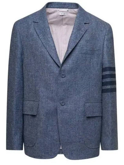 Donegal Tweed 4 Bar Single Breasted Blazer Jacket Light Blue - THOM BROWNE - BALAAN 2