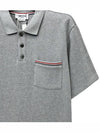 RWB Pocket Interlock Cotton Short Sleeve Polo Shirt Grey - THOM BROWNE - BALAAN 4