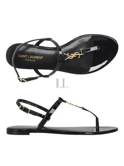 Women's Monogram Cassandra Sandals Black - SAINT LAURENT - BALAAN 2