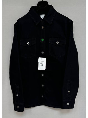 Chest Pocket Black Denim Shirt 50 - BOTTEGA VENETA - BALAAN 1