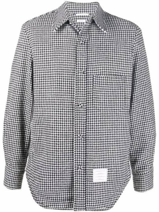 houndstooth pattern shirt jacket gray - THOM BROWNE - BALAAN.
