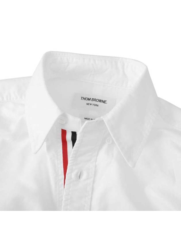 Men's Logo Patch Classic Cotton Long-Sleeve Shirt White - THOM BROWNE - BALAAN 4