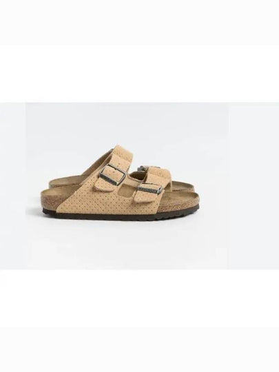 Arizona Perforated Suede Slippers Beige - BIRKENSTOCK - BALAAN 2