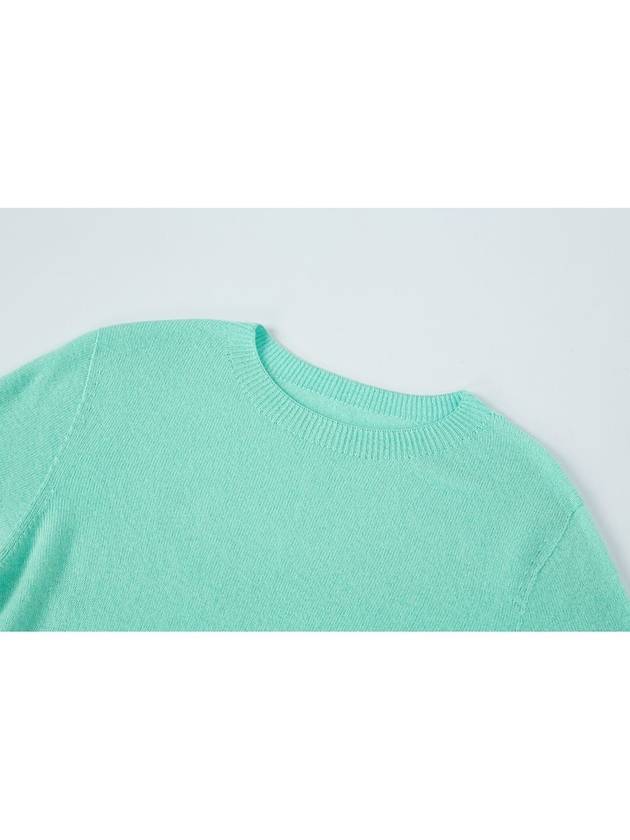 100% Wool Round Neck Sleeve Sweater Mint C3KPO74MT - CALLAITE - BALAAN 6