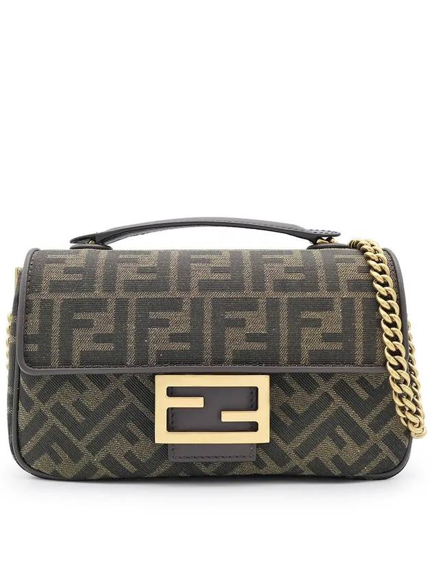 Baguette Chain FF Jacquard Medium Cross Bag Brown - FENDI - BALAAN 2