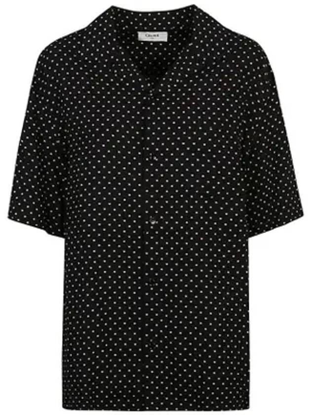 Hawaiian Viscose Short Sleeve Shirt Black - CELINE - BALAAN 1