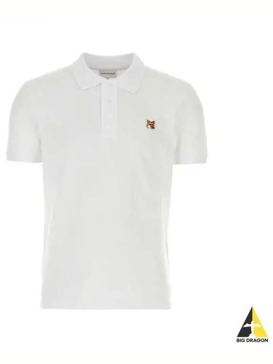 Fox Head Patch Cotton Polo Shirt White - MAISON KITSUNE - BALAAN 2