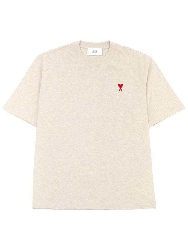 Small Heart Logo Boxy Fit Short Sleeve T-shirt Heather Light Beige - AMI - BALAAN 2