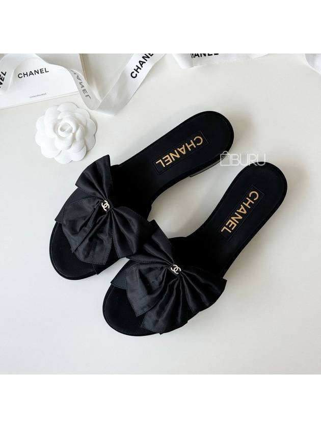 Ribbon Slippers Sandals Mule 24 Workshop Black Flat G45816 - CHANEL - BALAAN 1