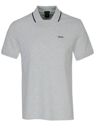 Logo Print Cotton Polo Shirt Grey - HUGO BOSS - BALAAN 2