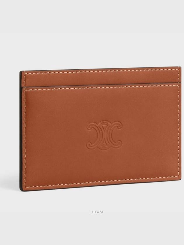 Triomphe card holder natural calfskin embossed tan - CELINE - BALAAN 3