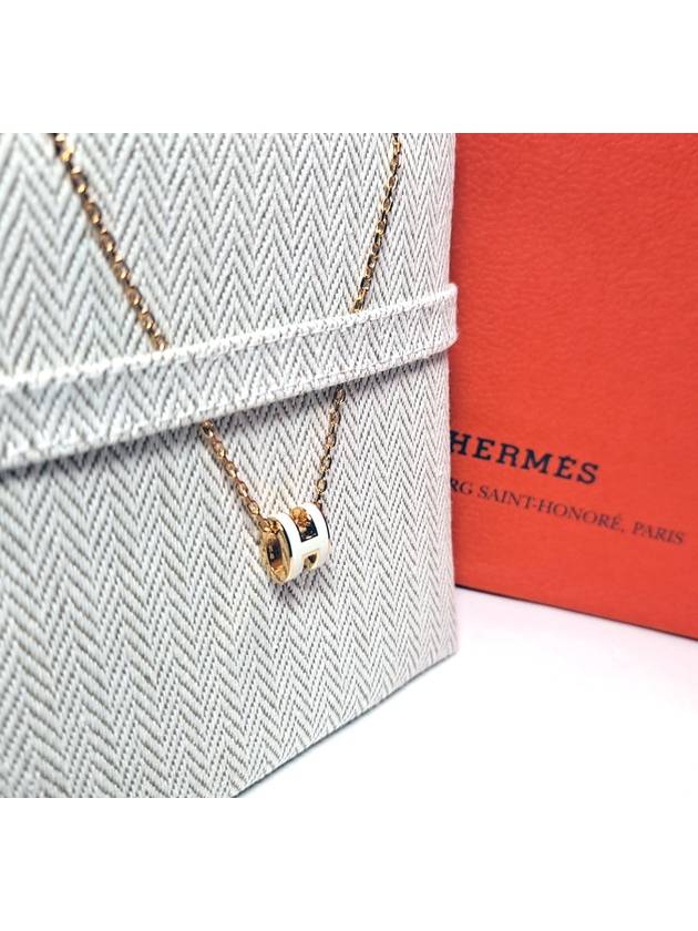 Mini Pop H Pendant Rose Gold & Blanc - HERMES - BALAAN 5