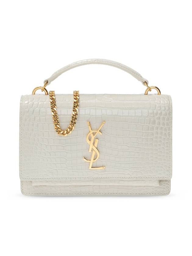 Sunset Crocodile Chain Cross Bag Blanc - SAINT LAURENT - BALAAN 1