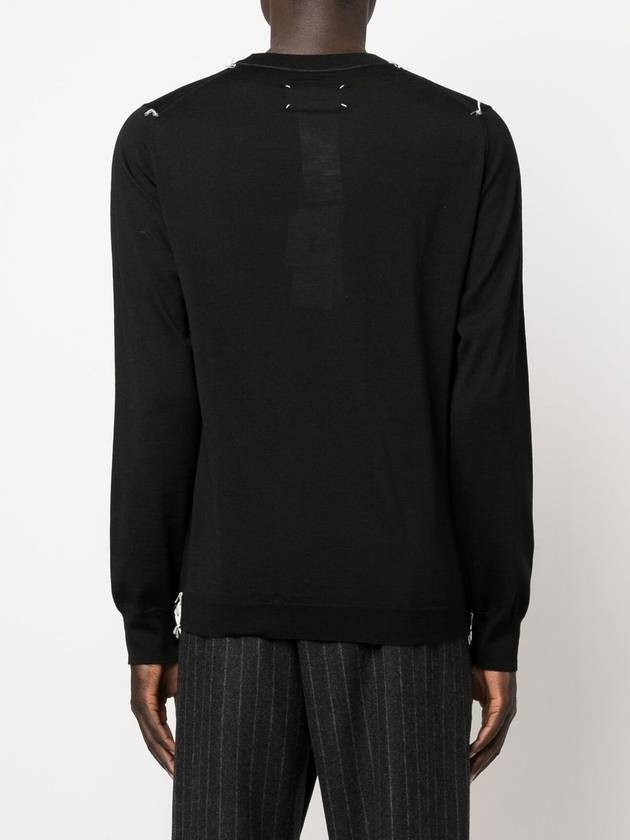 Back Stitch Crew Neck Wool Knit Top Black - MAISON MARGIELA - BALAAN 4