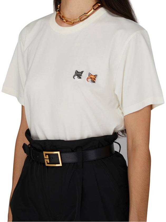 Double Fox Head Patch Classic Short Sleeve T-Shirt Latte - MAISON KITSUNE - BALAAN 3