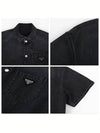 Triangle Logo Denim Short Sleeve Shirt Black - PRADA - BALAAN 5