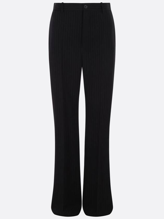 Pinstripe Pleats Front Straight Pants Black - BALENCIAGA - BALAAN 2