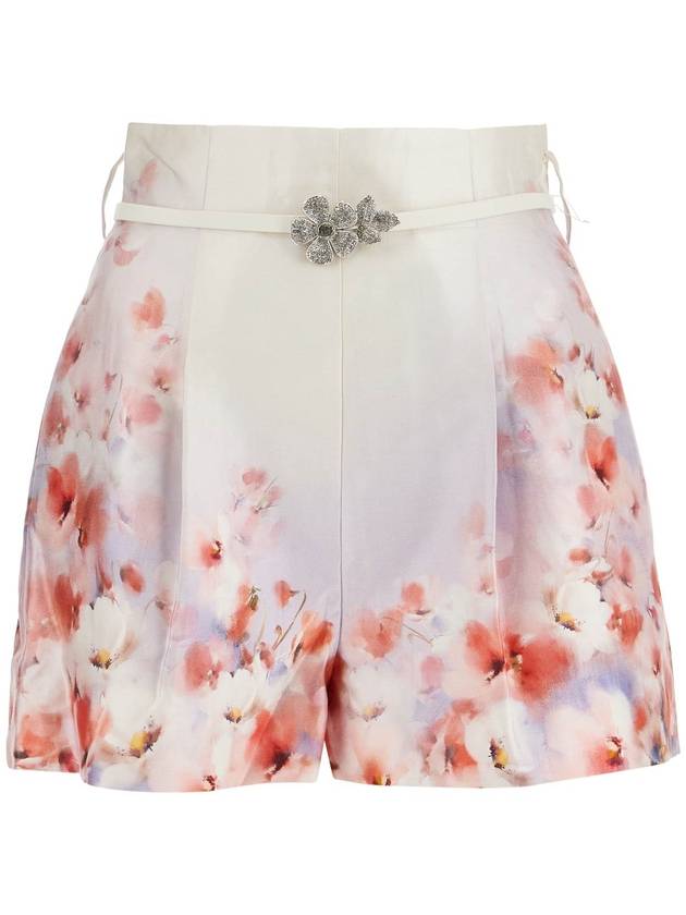 red low-waist floral silk and cotton shorts - ZIMMERMANN - BALAAN 1