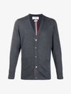 Men's Classic Three-Stripe Backstripe Wool Cardigan Dark Grey - THOM BROWNE - BALAAN.