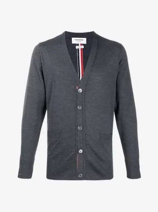 Men's Classic Three-Stripe Backstripe Wool Cardigan Dark Grey - THOM BROWNE - BALAAN 2