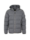 Seamless Logo Nylon Hooded Down Jacket Medium Grey - STONE ISLAND - BALAAN 2