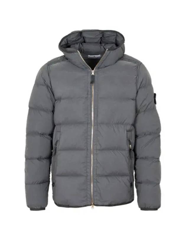 Seamless Logo Nylon Hooded Down Jacket Medium Grey - STONE ISLAND - BALAAN 2