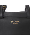 Double Belt Buckle Large Leather Handles Tote Bag Black - PRADA - BALAAN 6