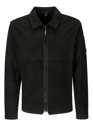 Organic Gabardine Over Long Sleeve Shirt Black - CP COMPANY - BALAAN 1