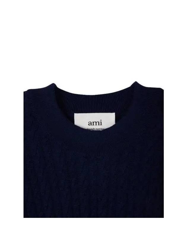 Cable Knit Top Navy - AMI - BALAAN 4