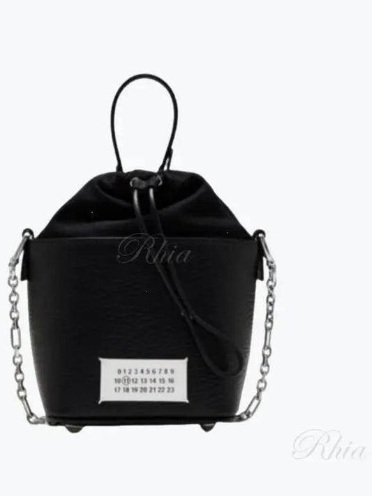 5AC Number Logo Texture Leather Bucket Bag Black - MAISON MARGIELA - BALAAN 2