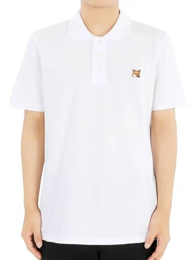 Fox Head Patch Cotton Polo Shirt White - MAISON KITSUNE - BALAAN 2