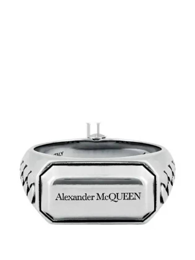 Signet Chain Ring Silver - ALEXANDER MCQUEEN - BALAAN 2