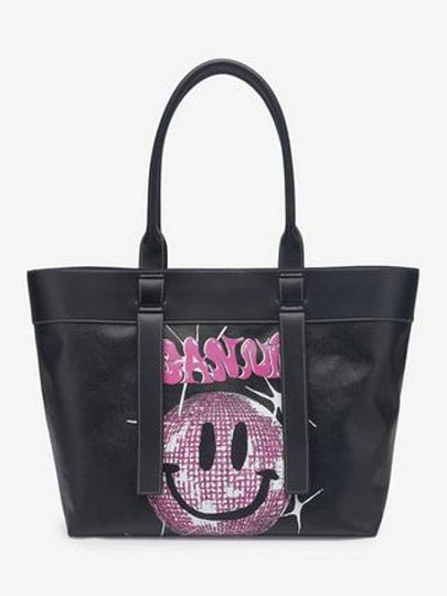 Smiley Logo Tote Bag Black - GANNI - BALAAN 2