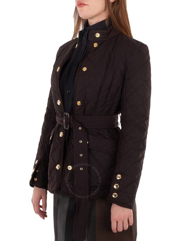 Women's Diamond Quilted Waxed Cotton Jacket Brown - BURBERRY - BALAAN 4