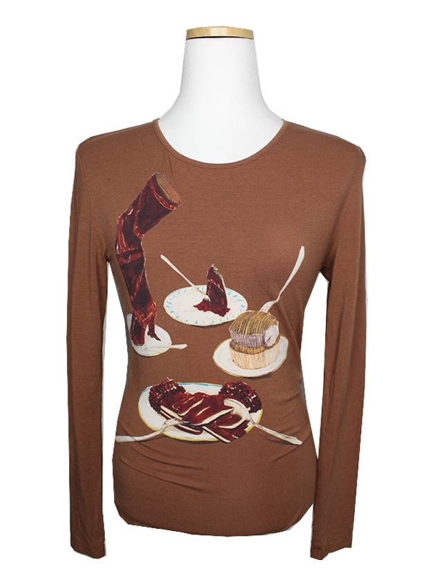 Issey Miyake FETE coffee brown print top 2 - ISSEY MIYAKE - BALAAN 1